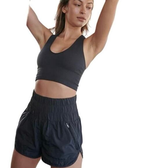 Free People Smocked Sporty Workout Movement Way Home High Rise Shorts Medium - Picture 2 of 12